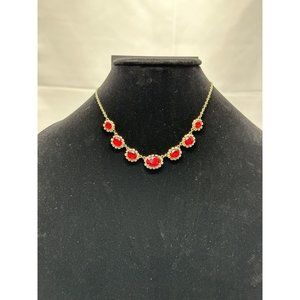 Vieste red crystal necklace on gold tone
